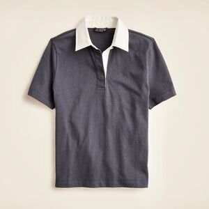 J. Crew Medium Grey Gray Short Sleeve Collar Relaxed Polo Cotton Shirt Top XXS